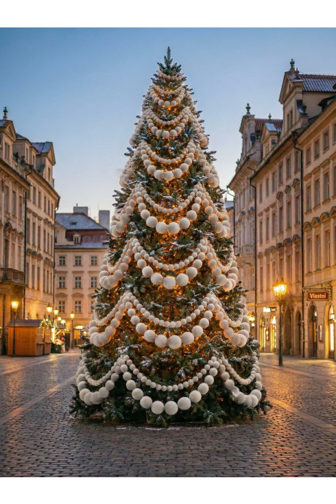 Бархатные бусы из шаров бело‑молочного оттенка 100 м