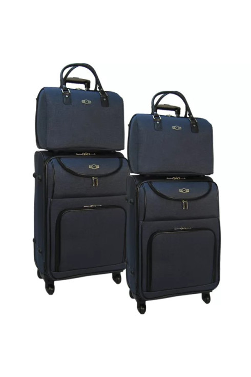 Комплект: Чемодан на колесах  М + Бьюти-кейс 6088 dark blue